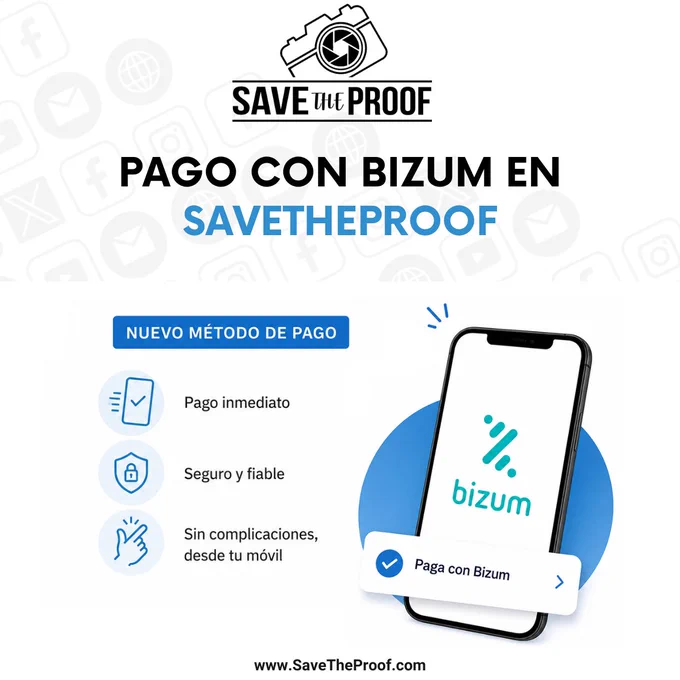 Nuevo método de Pago en www.savetheproof.com