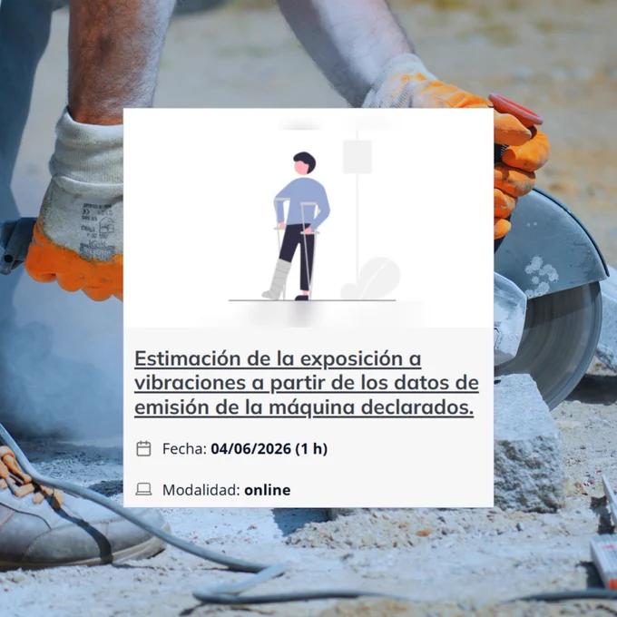 Datos del curso sobre imagen de persona trabajadora utilizando una máquina de corte radial.
