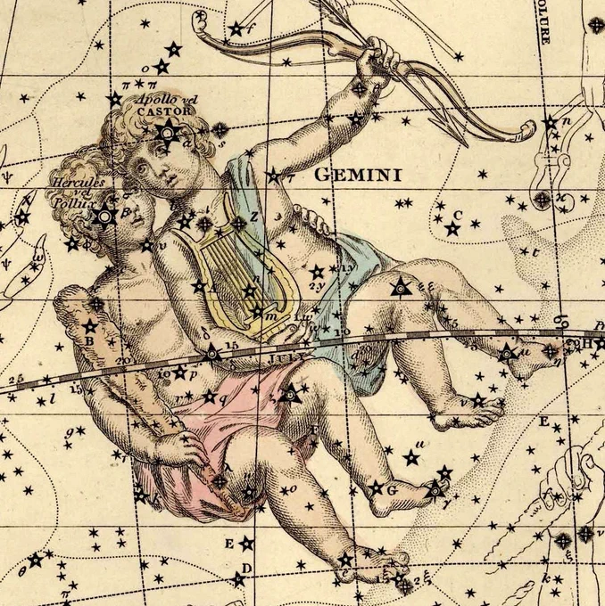 Image: Plate 15 (Gemini), A Celestial Atlas, Alexander Jamieson (1822)