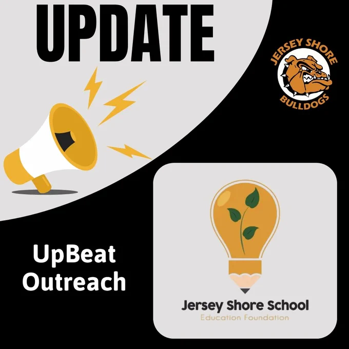 Graphic with JSASD and JS Education Foundation logos with text that says, Update: UpBeat Outreach.