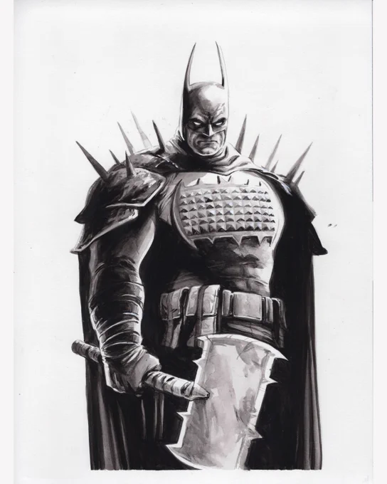 Absolute Batman commission by artist Carmen Carnero. Gouache on Arches paper.