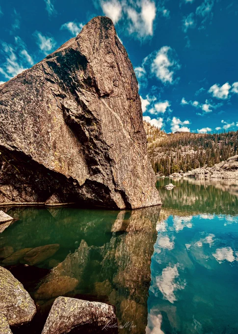 Lake Haiyaha | glacier-fed alpine lake in RMNP, Colorado | ~10, 240 ft above sea level | iPhone 14 and edited in Lightroom | KMS