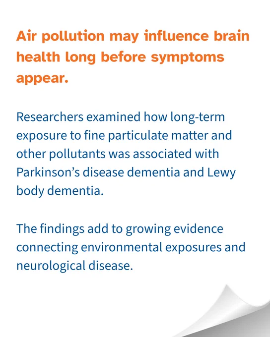 Air pollution may influence brain health long before symptoms appear. Researchers examined how long term exposure to fine particulate matter and other pollutants was associates with Parkinson's disease dementia and Lewy body dementia. The findings add to growing evidence connecting environmental exposures and neurological disease. 