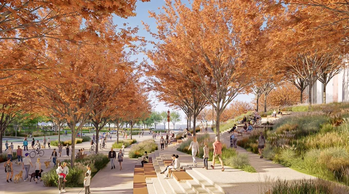 Image credit: Washington Commanders Stadium landscape, Washington, D.C. / OJB Landscape Architecture 