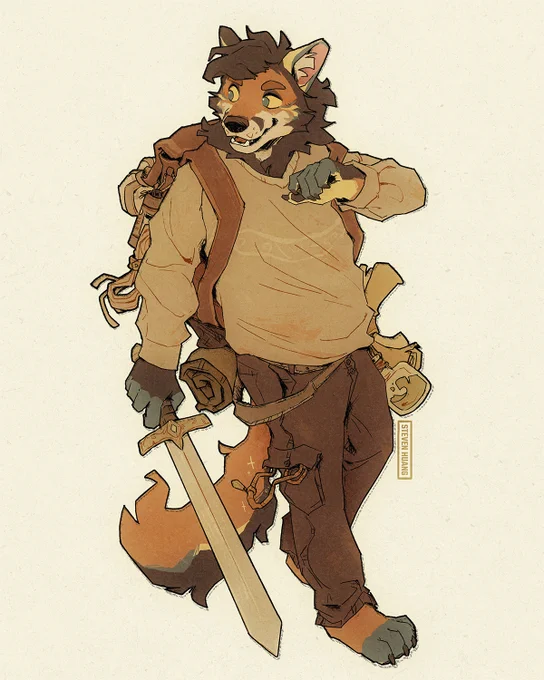 An anthropomorphic fox, dressed for adventure.