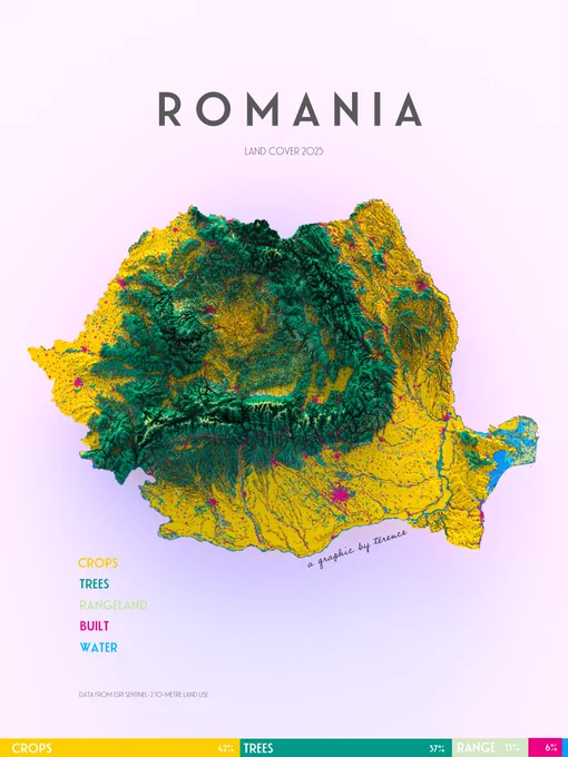 A visualisation of Romania's land cover