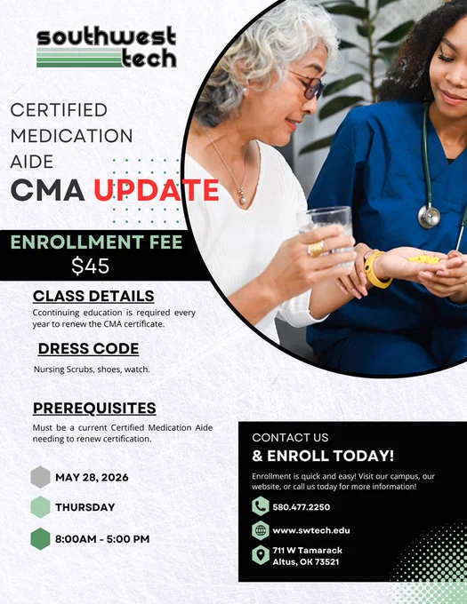 Certified Medication Aide UPDATE class for annual renewal.