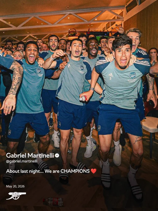 Gabriel Martinelli:
"About last night... We are CHAMPIONS"