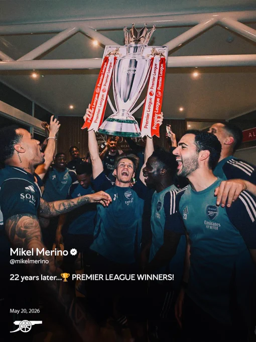 Mikel Merino:
"22 years later... PREMIER LEAGUE WINNERS!"