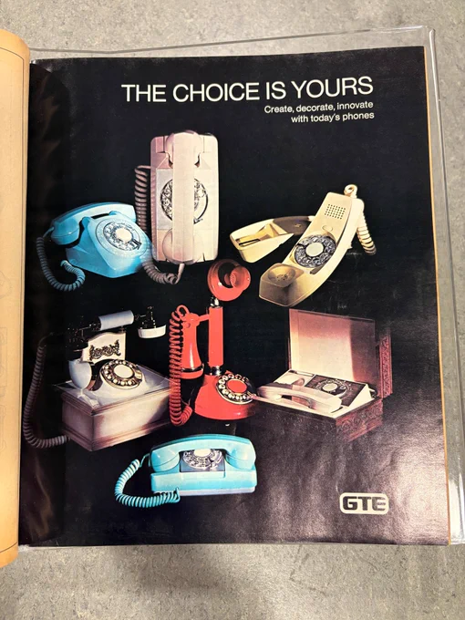 Ad showing rotary phones. 