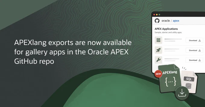 APEXlang exports are now available for gallery apps in the Oracle APEX GitHub repo.