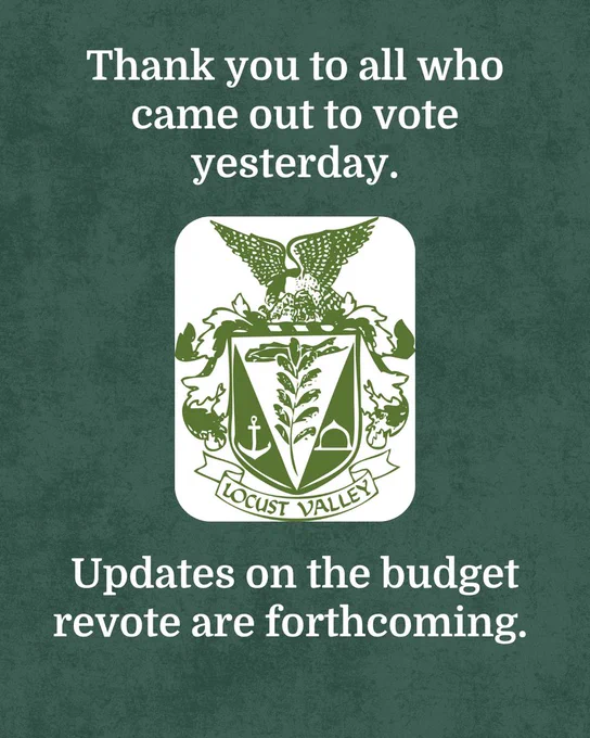 Thank you to all who came to vote yesterday. Updates on the budget revote are forthcoming.