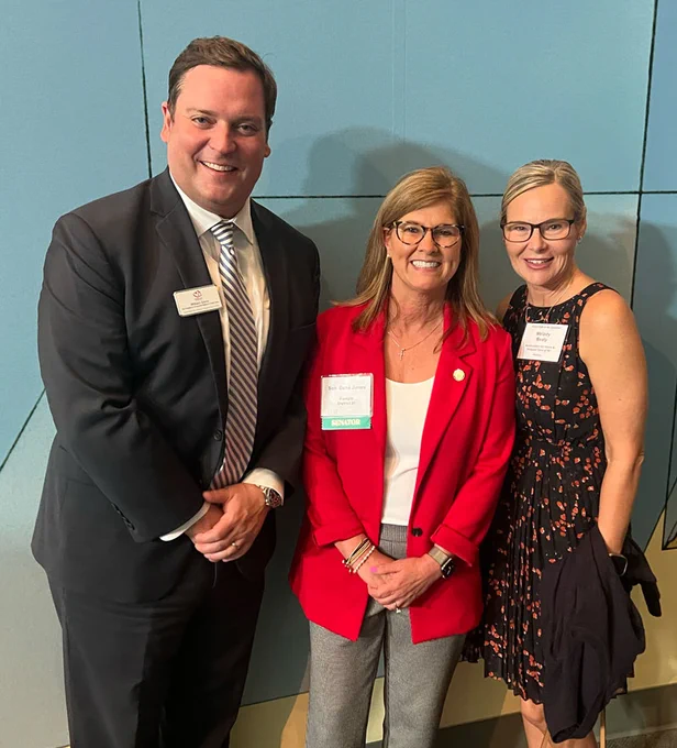 William Glenn, VP of Government Relations and Public Policy at AHHC; Senator Dana Jones (R), District 31, Forsyth, Stokes; and Melody Beaty, BSN, RN, CEN, Vice President of Medicaid Home Care and Private Pay Services at AHHC
