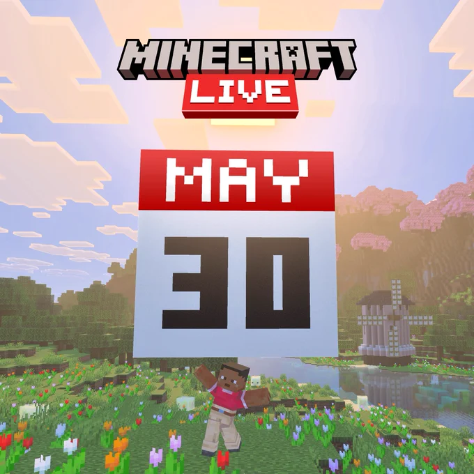 Minecraft LIVE text above a calendar page that says "MAY 30"