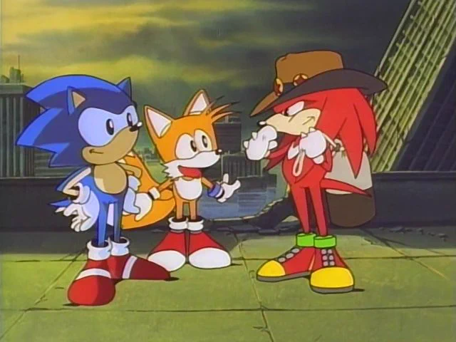 Screenshot of ‘Sonic the Hedgehog: The Movie’ (1996), depicting Knuckles in a cowboy hat.