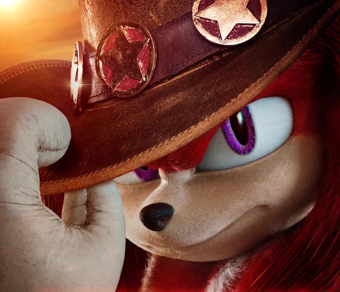 Promotional poster from ‘Knuckles’ (2024), featuring Knuckles with the same hat in a reference to the 1996 film.