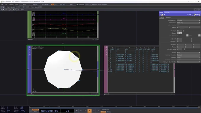 Uh, it's a lot of math and code in four big panels and the Touch Designer interface, plus a big polygon 