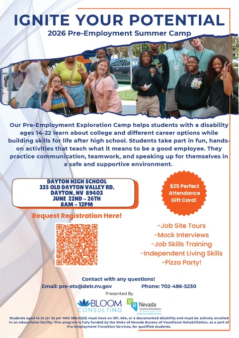 Group of diverse teens smiling outdoors at a summer camp focused on pre-employment skills for students with disabilities.