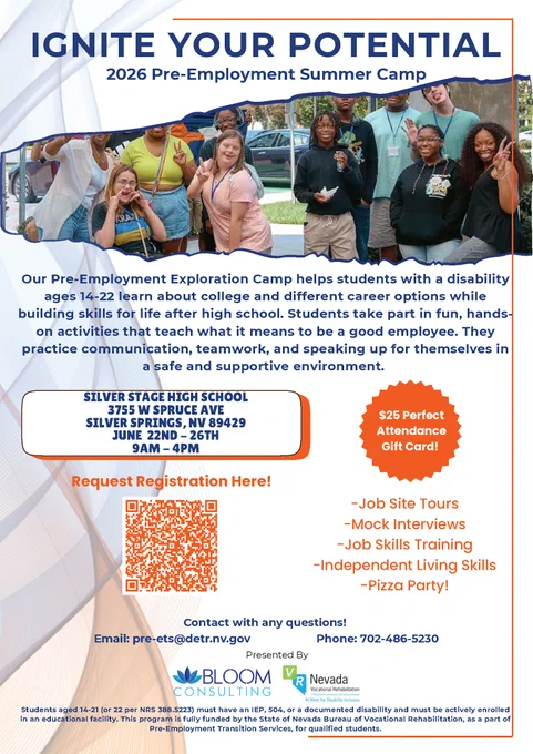 Group of diverse teens smiling outdoors at a summer camp promoting pre-employment skills for students with disabilities.