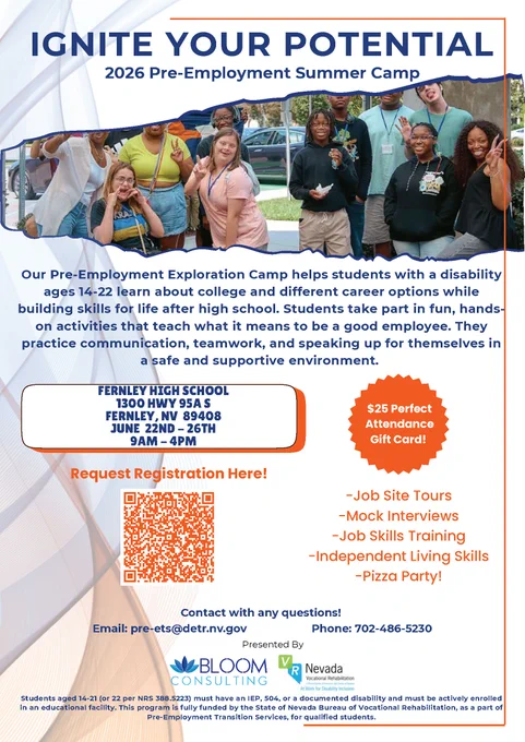 Group of diverse teens smiling outdoors at a summer camp focused on pre-employment skills for students with disabilities.