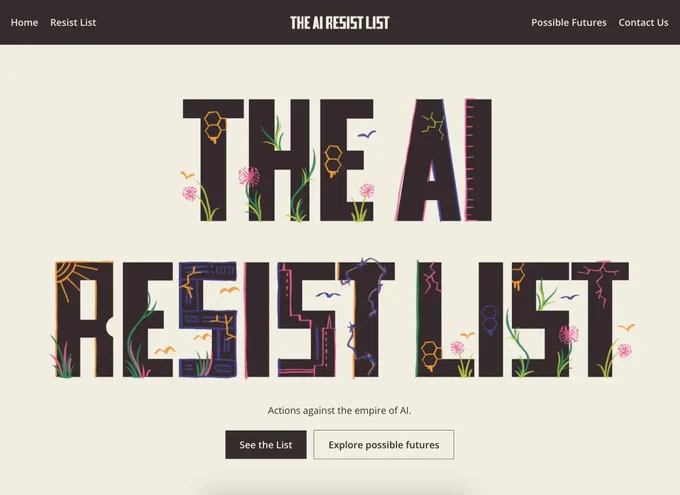 The AI Resist List homepage