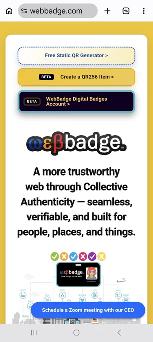 1️⃣ Open Chrome and go to: WebBadge.com

2️⃣ Tap the three dots (top right corner).