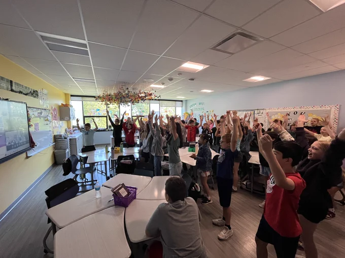 Students singing YMCA