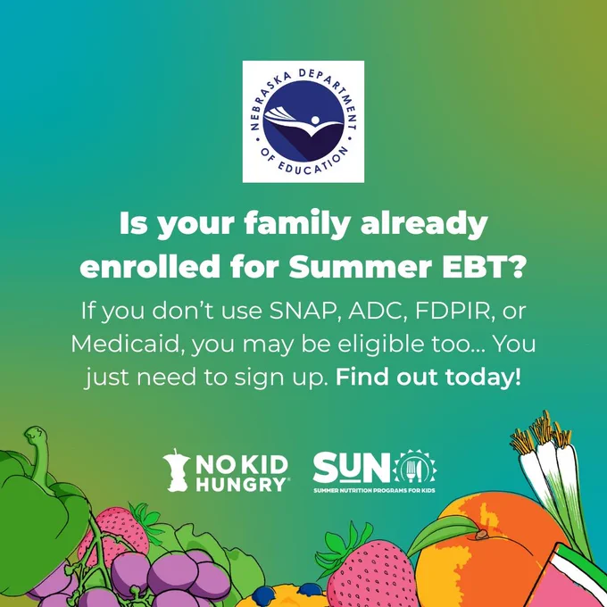 Is your family already enrolled for Summer EBT? If you don’t use SNAP, ADC, FDPIR, or Medicaid, you may be eligible too… You just need to sign up. Find out today! 