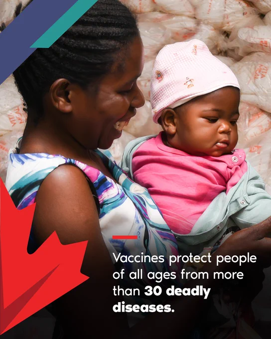 Mother holding baby wrapped in a blanket, emphasizing vaccine protection against deadly diseases.