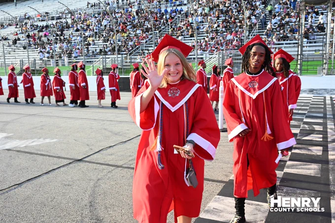 Students walking at Woodland High School Graduation.