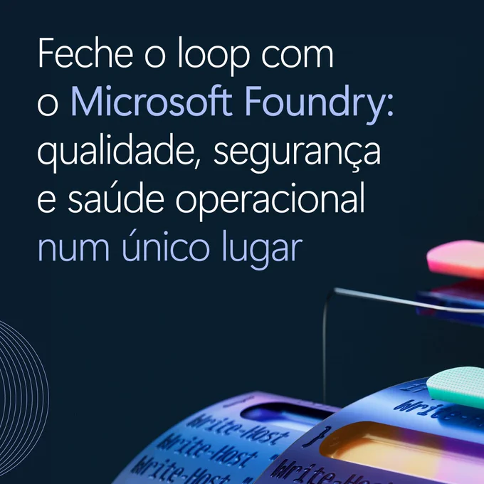 Tela com texto sobre Microsoft Foundry e um gráfico colorido em um fundo azul escuro.