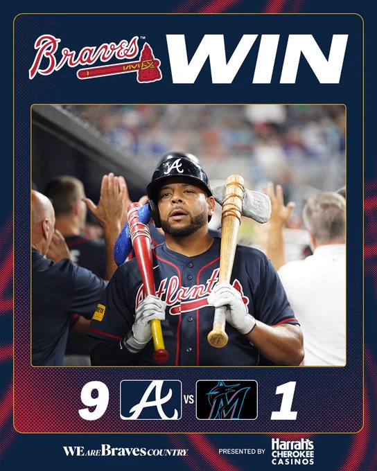 Final: Braves 9, Marlins 1.