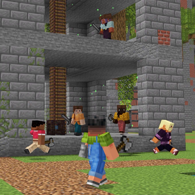 Minecraft players in combat