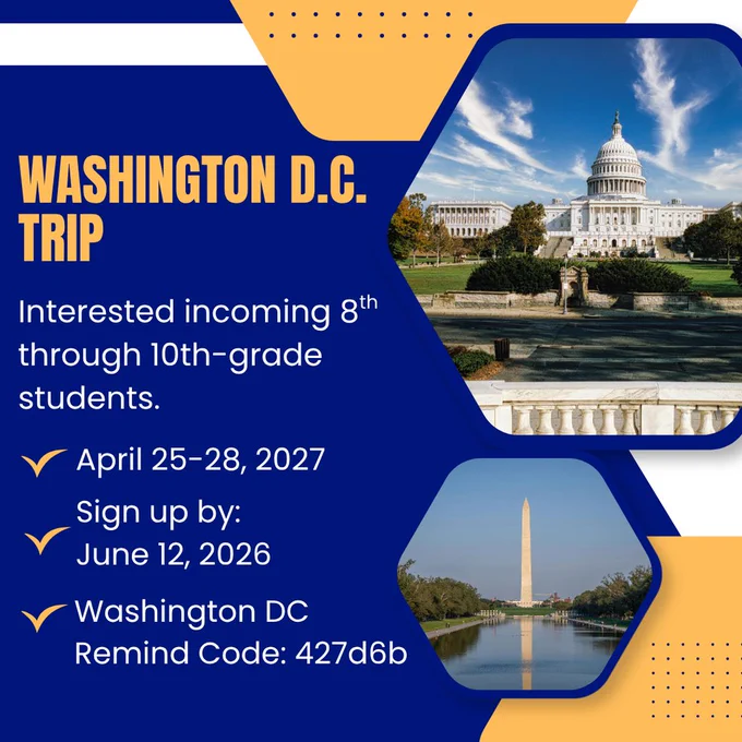 8th through 10th-grade Washington D.C. Trip 2027