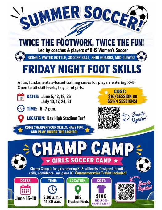 Girls Soccer Camp summer flyer 2026