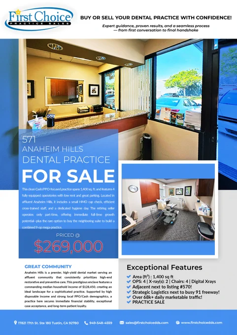 571 Anaheim Hills - Orange County Dental Practice for Sale