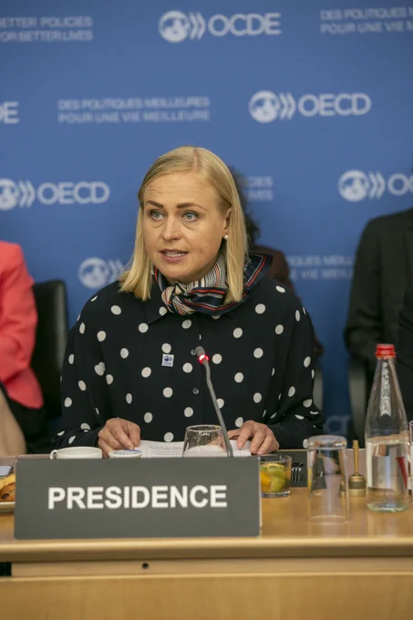 Foreign Minister Valtonen giving a speech