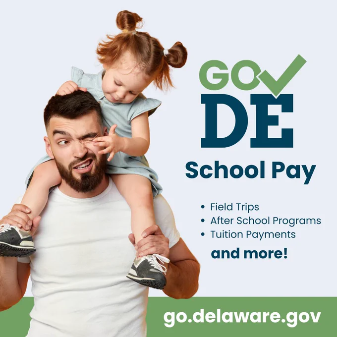 Father carrying young daughter on his shoulders, promoting GoDE School Pay for easy school payments and programs.