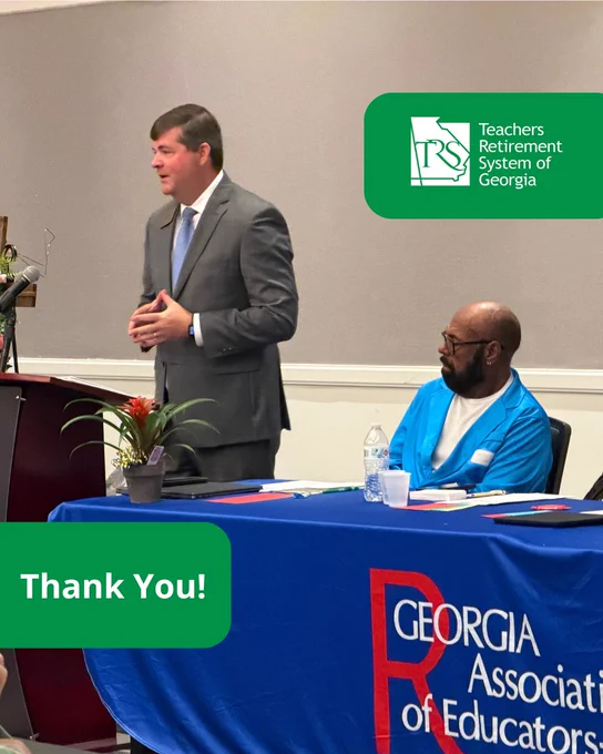TRS Executive Director, Dr. Jason L. Branch, speaking at the 2026 Georgia Association of Educators - Retired Convention.