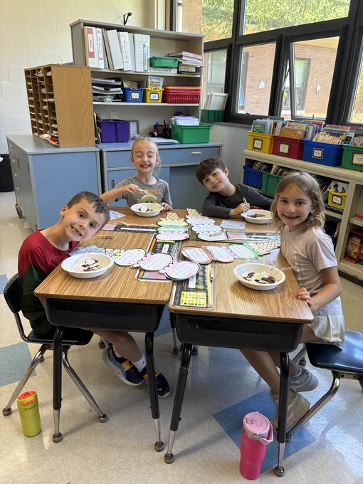 Normandy first-graders enjoyed an ice cream day at their desks.