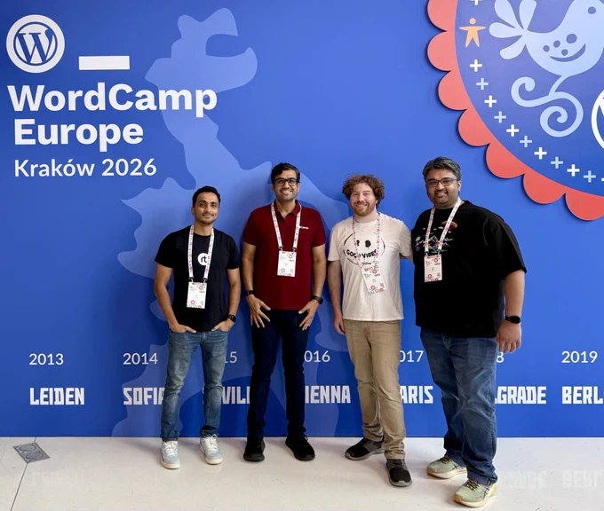 Team rtCamp at WordCamp Europe 2026.