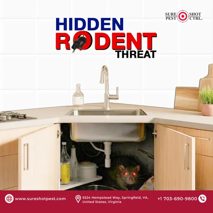 hidden rodent threat, rat under kitchen sink cabinet, pest control Springfield VA, rodent inspection,
