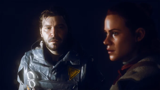A screenshot of Dylan and Jesse Faden from CONTROL Resonant.