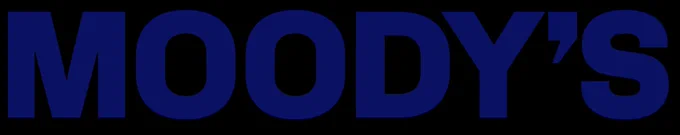 Moody's logo in bold dark blue capital letters on a black background.