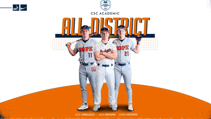 Three Hope baseball standouts pose for portraits.