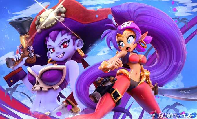 Shantae and Risky Boots, based one Shantae and the Pirates Curse artwork