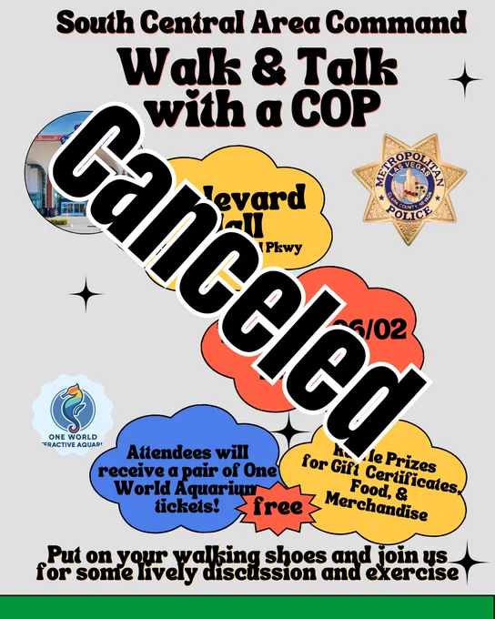 South Central Area Command's Walk & Talk with a Cop event canceled, originally set for Boulevard Mall.