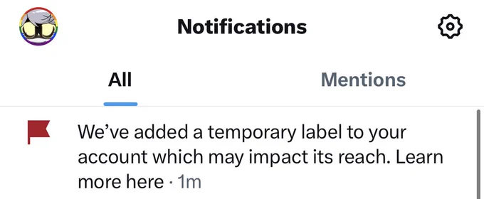 Temporary label on my account