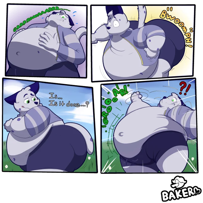 Palloon drinking soda and inflating