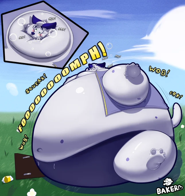 Palloon drinking soda and inflating